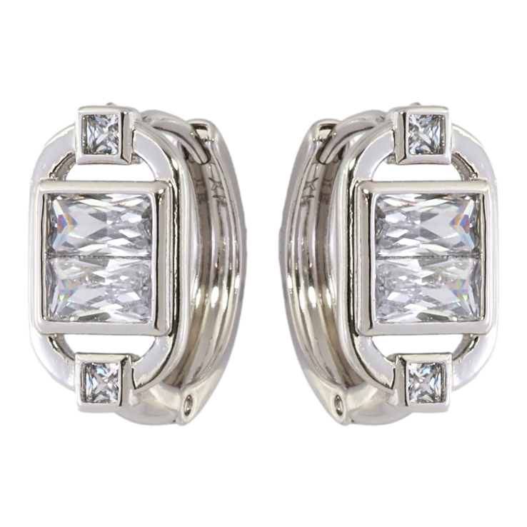 Серьги Xuping Родий колечки Овалы с вставками фианитов фото №6