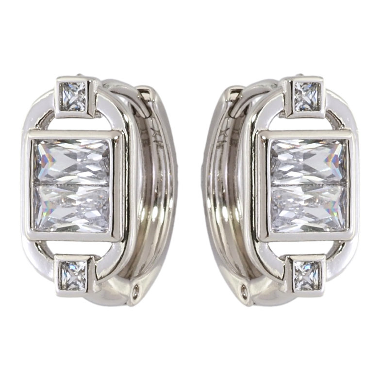 Серьги Xuping Родий колечки Овалы с вставками фианитов фото №1