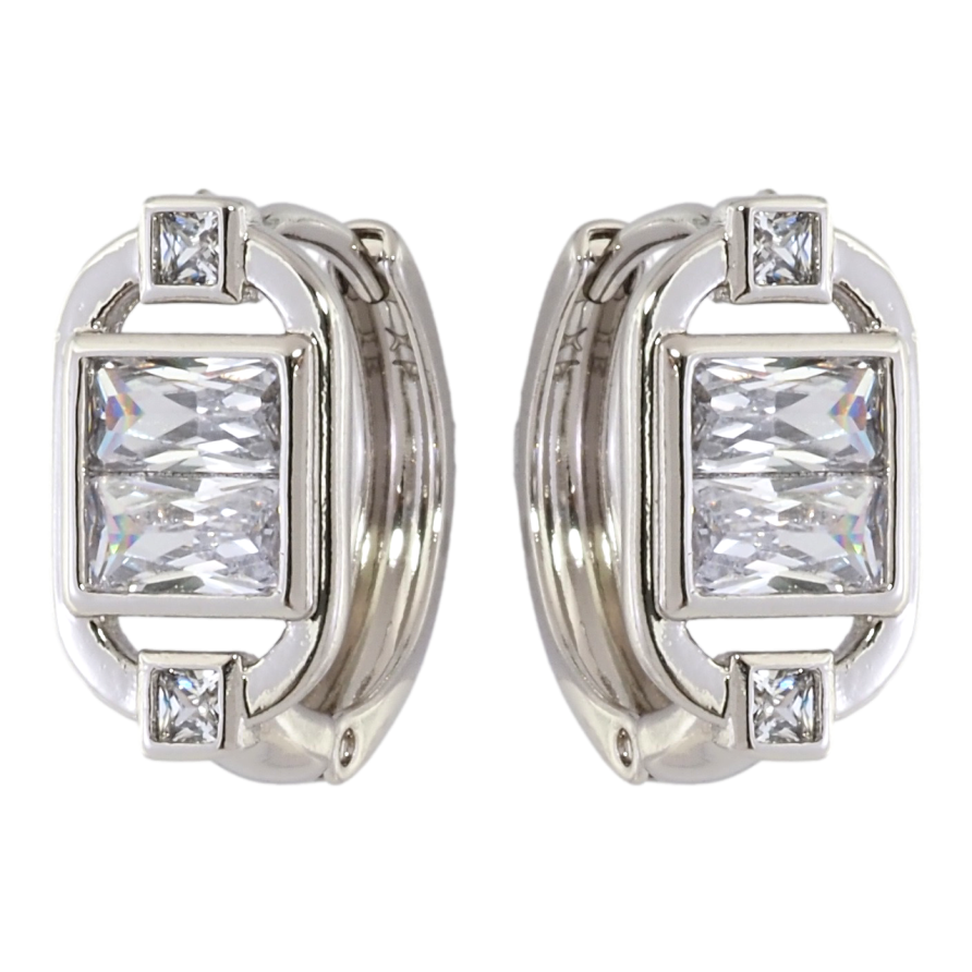 Серьги Xuping Родий колечки Овалы с вставками фианитов фото №1