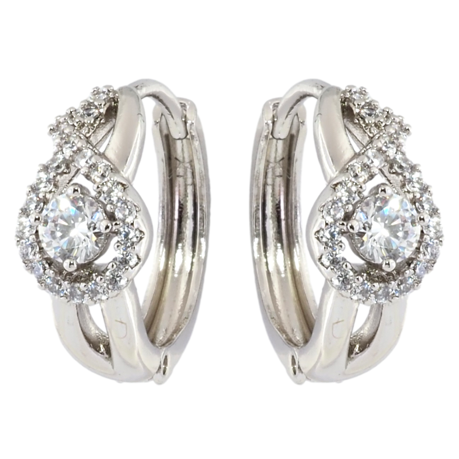 Серьги Xuping Родий колечки Узор с цирконием фото №1