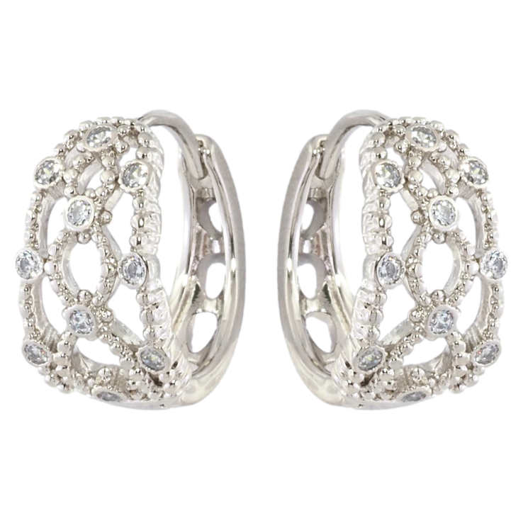Серьги Xuping Родий колечки Узор с вставками циркония фото №23