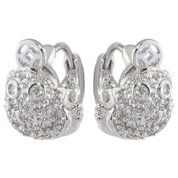 Серьги Xuping Родий колечки Денежная жаба с инкрустацией цирконием фото №13