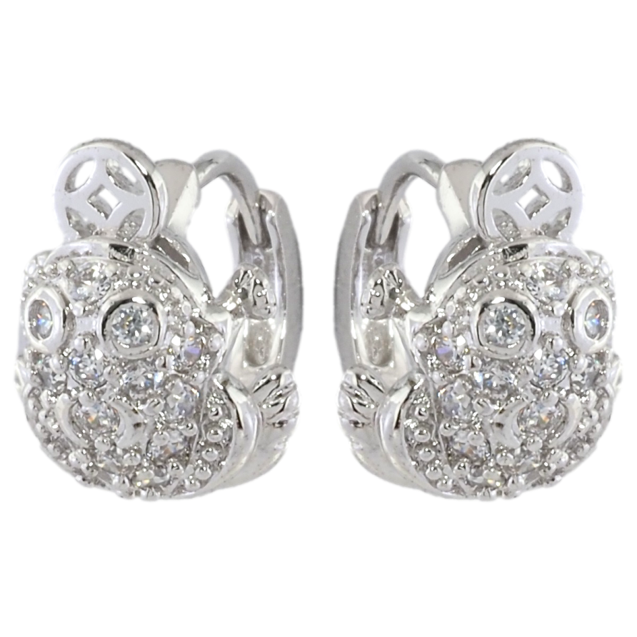 Серьги Xuping Родий колечки Денежная жаба с инкрустацией цирконием фото №1