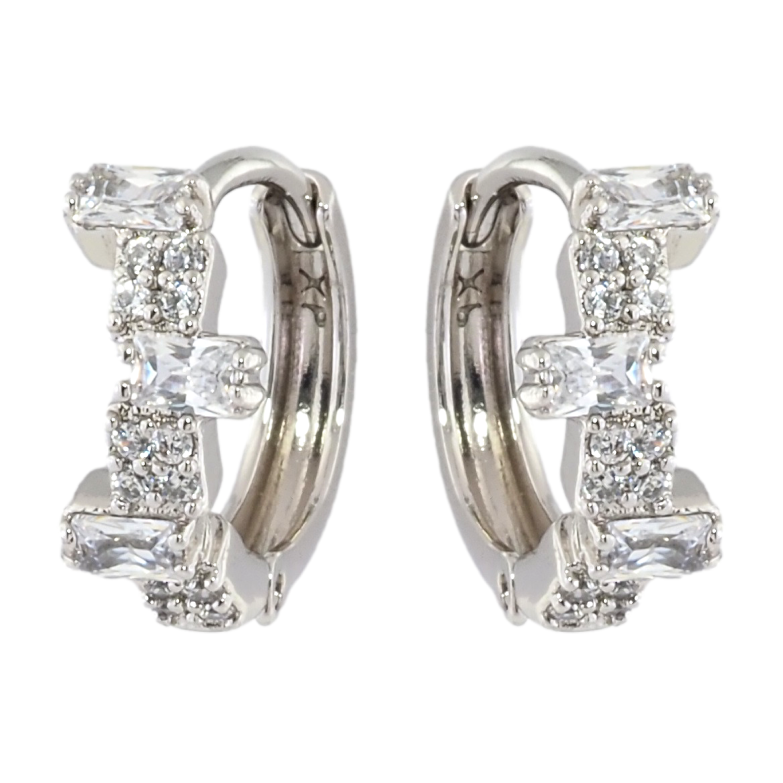 Серьги Xuping Родий колечки Узор с инкрустацией цирконием фото №2