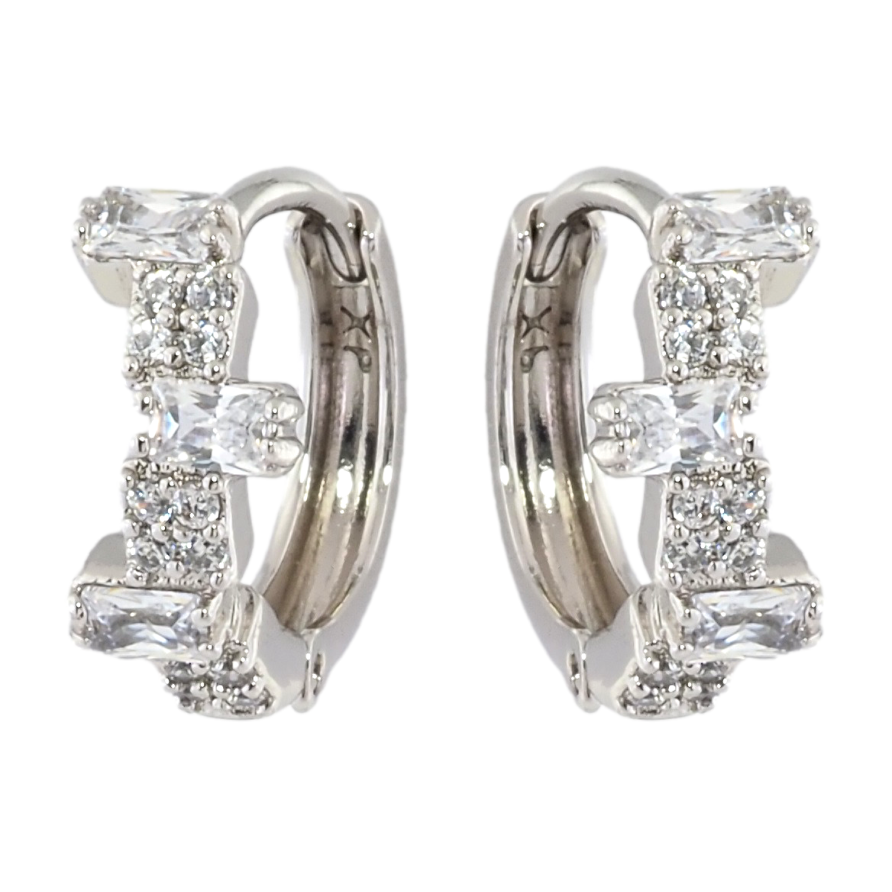 Серьги Xuping Родий колечки Узор с инкрустацией цирконием фото №1