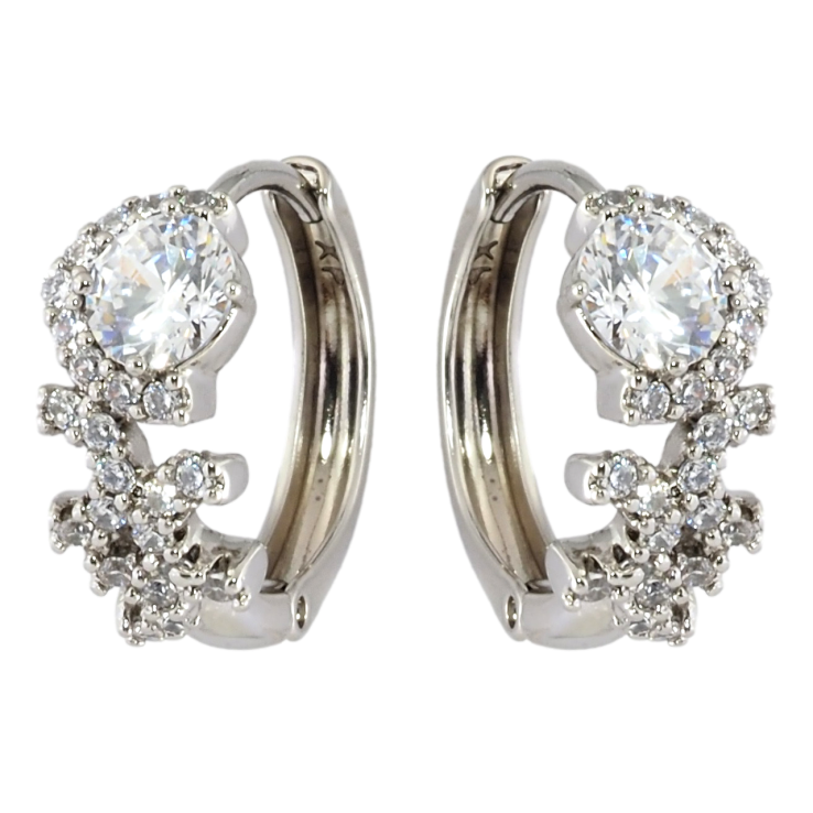 Серьги Xuping Родий колечки Узор с цирконием фото №22