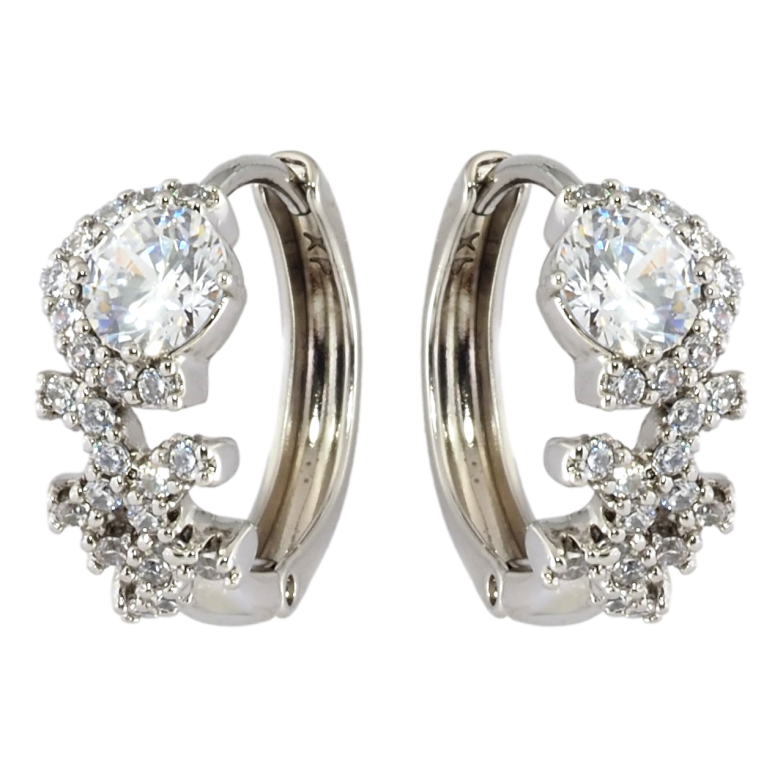 Серьги Xuping Родий колечки Узор с цирконием фото №1