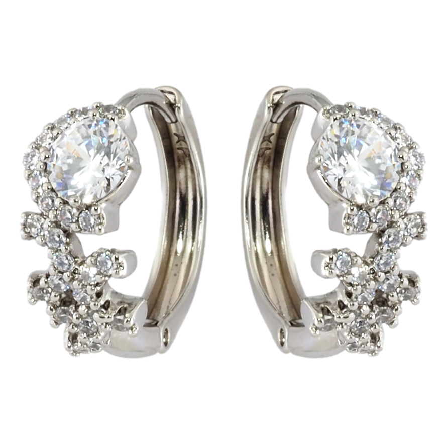 Серьги Xuping Родий колечки Узор с цирконием фото №1