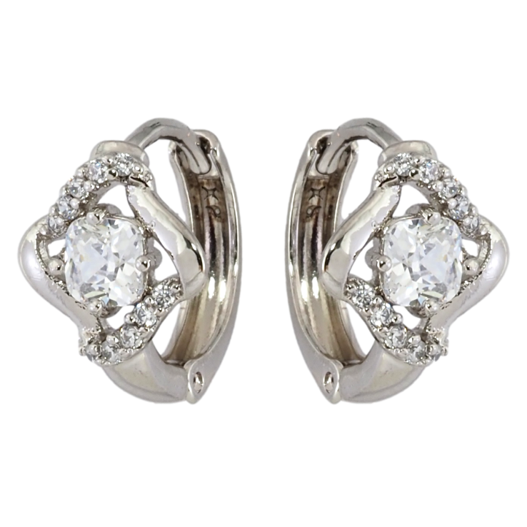 Серьги Xuping Родий колечки Ромбовый узор с цирконием фото №25