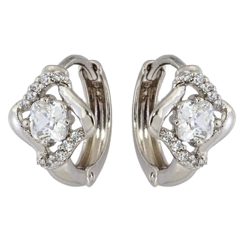 Серьги Xuping Родий колечки Ромбовый узор с цирконием фото №1