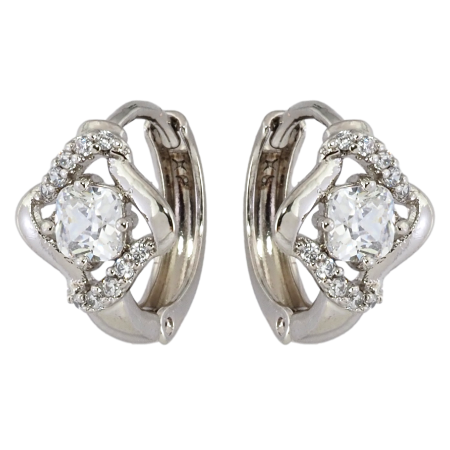 Серьги Xuping Родий колечки Ромбовый узор с цирконием фото №1