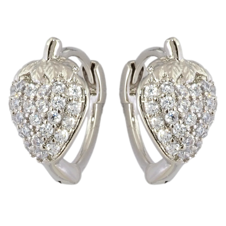 Серьги Xuping Родий колечки Клубнички с цирконием фото №8