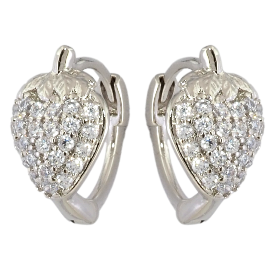 Серьги Xuping Родий колечки Клубнички с цирконием фото №1