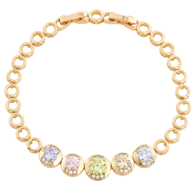 Браслет Xuping Позолота 18K Разноцветные фианиты в оправе с цирконием с доп.замком 17,19см х 5мм фото №14