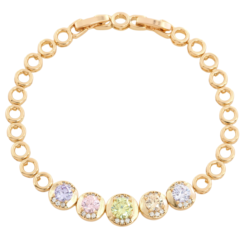 Браслет Xuping Позолота 18K Разноцветные фианиты в оправе с цирконием с доп.замком 17,19см х 5мм фото №1