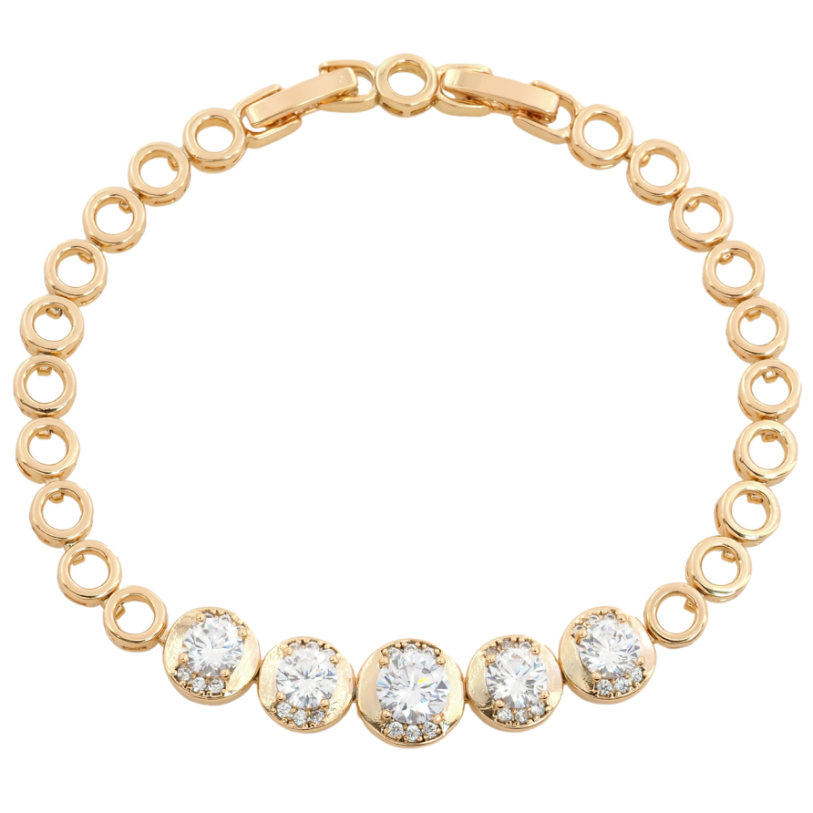 Браслет Xuping Позолота 18K Фианиты в оправе с цирконием с доп.замком 17,19см х 5мм фото №1