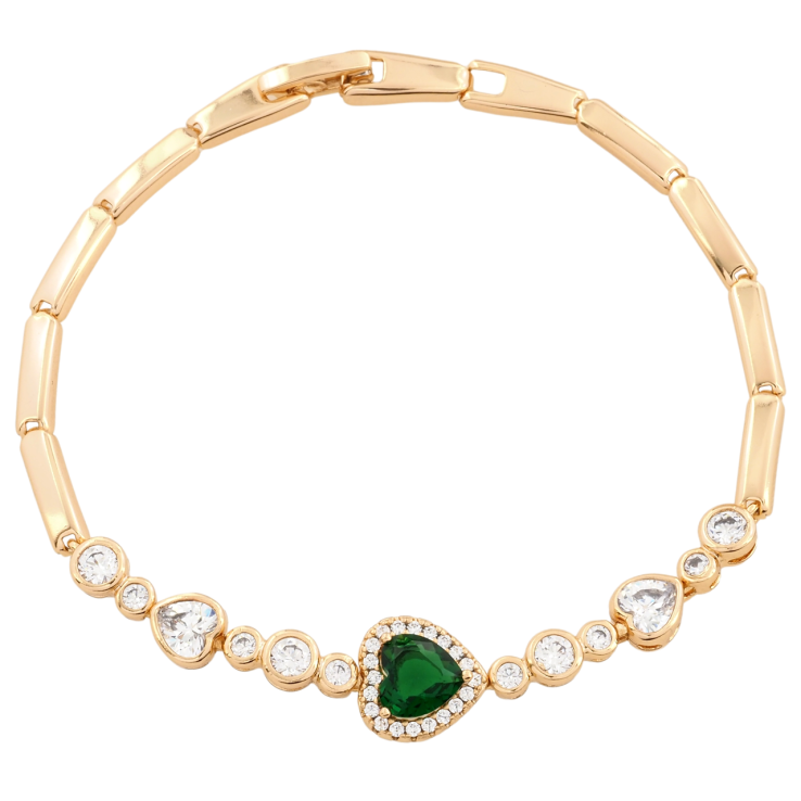 Браслет Xuping Позолота 18K Романтический узор с зеленым фианитом длинна 19см х 3мм фото №4