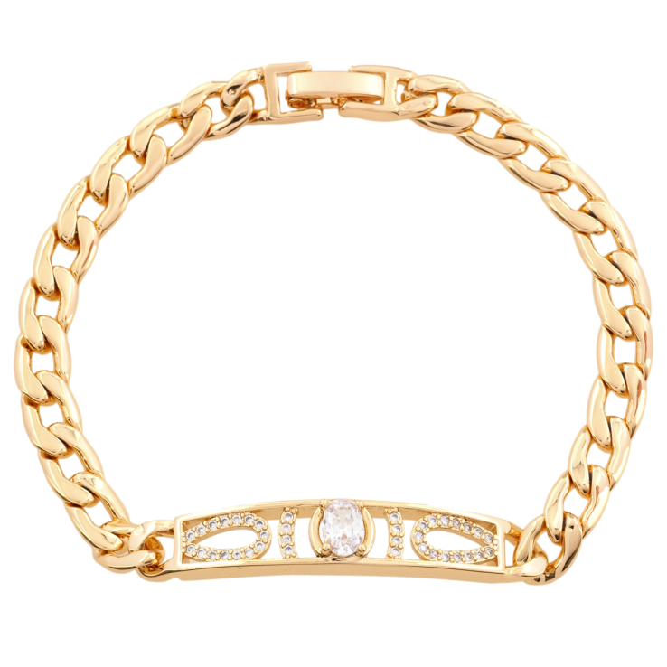 Браслет Xuping Позолота 18K Панцирная цепочка с декоративной вставкой длинна 18.5см х 6мм фото №25