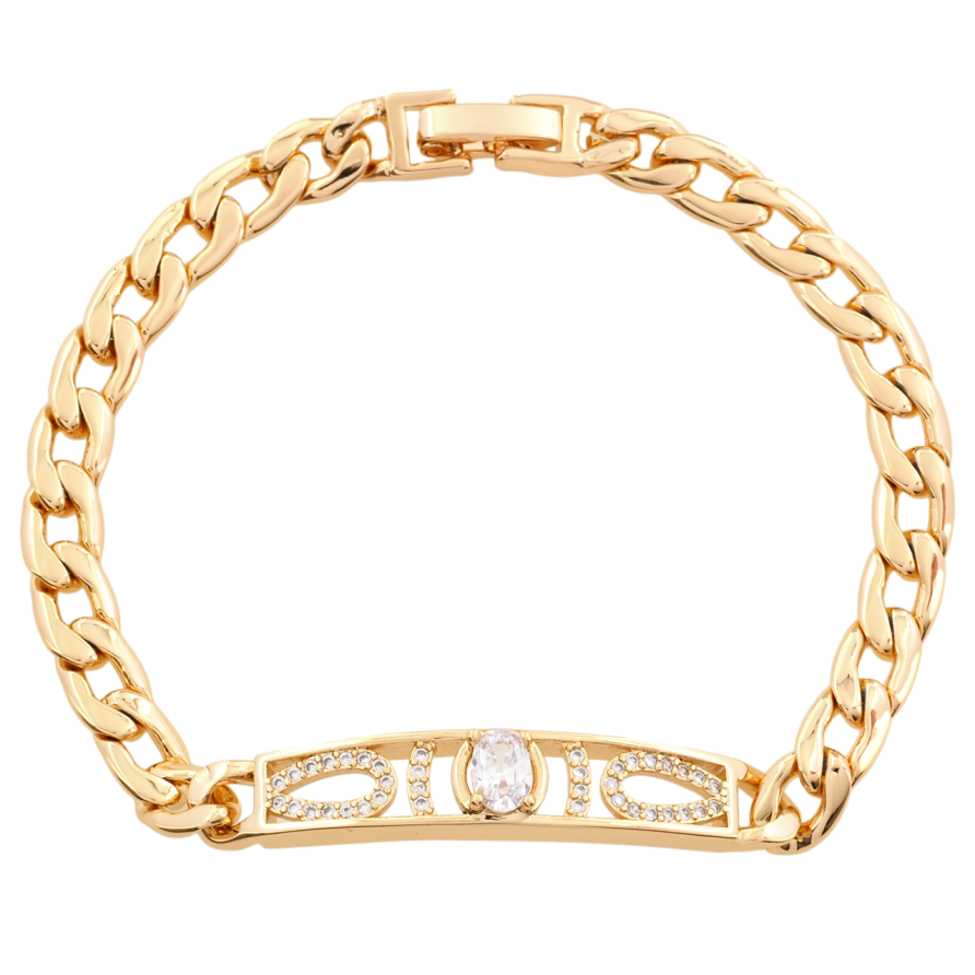 Браслет Xuping Позолота 18K Панцирная цепочка с декоративной вставкой длинна 18.5см х 6мм фото №1