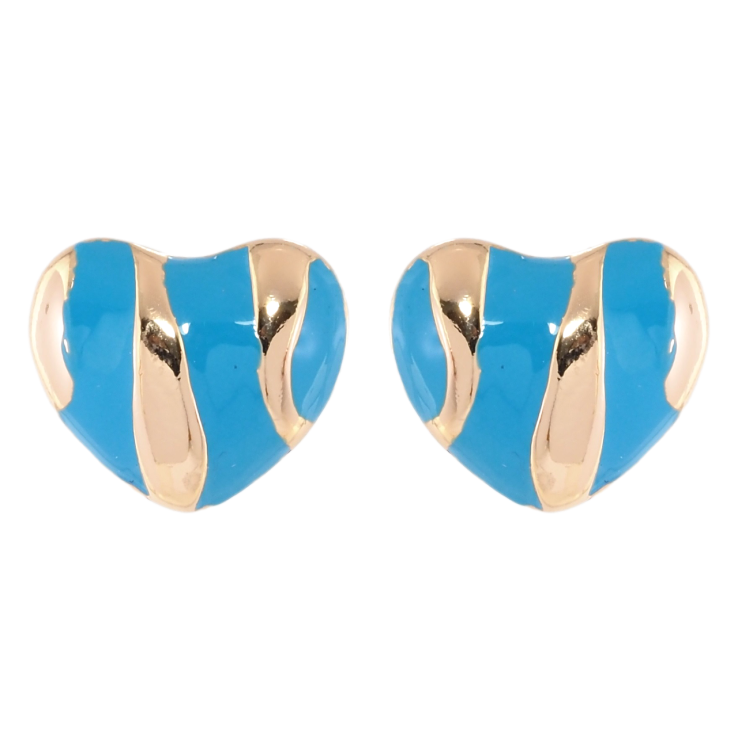 Серьги Xuping Позолота 18K пусеты Сердечки с узором голубой эмалью фото №12