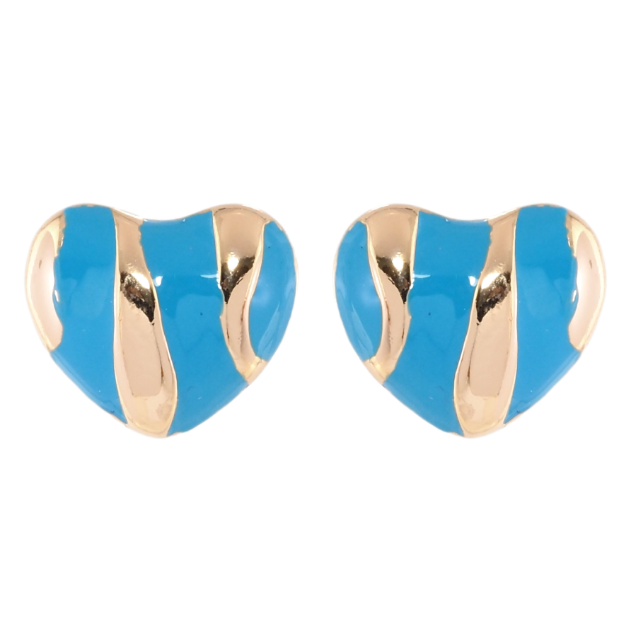 Серьги Xuping Позолота 18K пусеты Сердечки с узором голубой эмалью фото №1