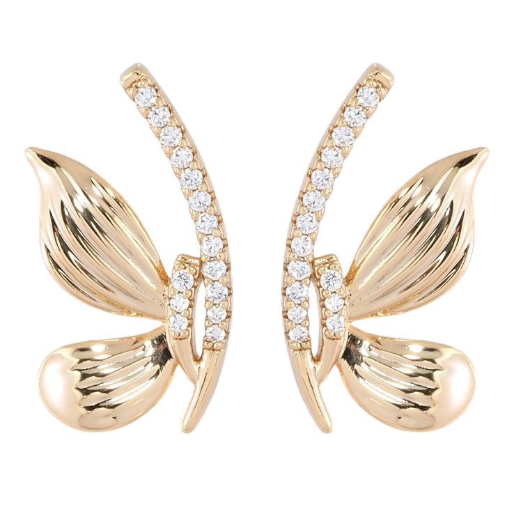 Серьги Xuping Позолота 18K пусеты Декоративные бабочки с цирконием фото №4 Серьги Xuping Позолота 18K пусеты Декоративные бабочки с цирконием фото №4