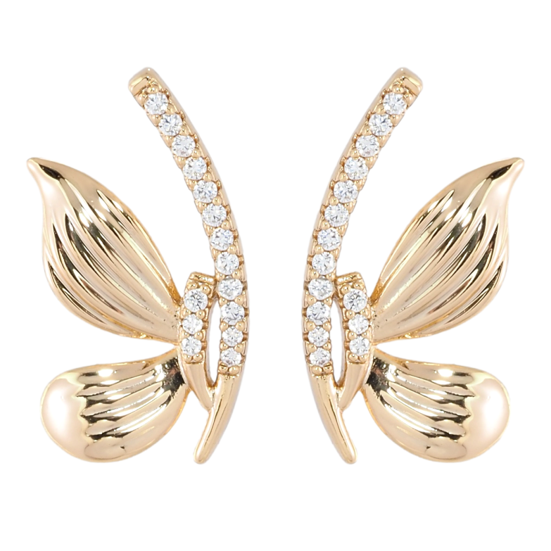 Сережки Xuping Позолота 18K пусети Декоративні метелики з цирконієм фото №6 Сережки Xuping Позолота 18K пусети Декоративні метелики з цирконієм фото №6