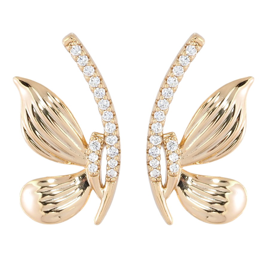 Серьги Xuping Позолота 18K пусеты Декоративные бабочки с цирконием фото №1