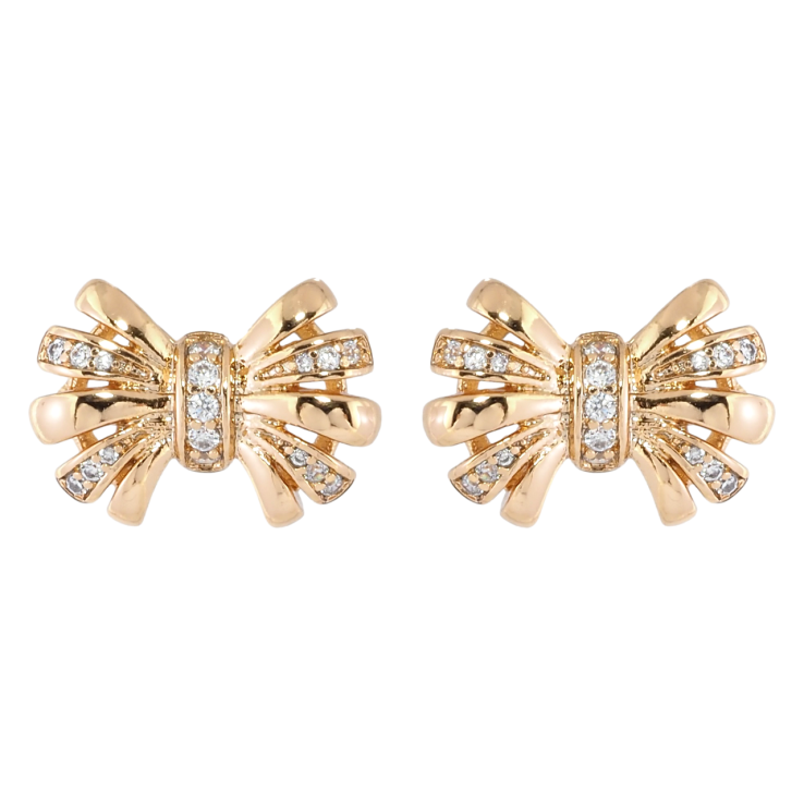 Серьги Xuping Позолота 18K пусеты Бантики с цирконием фото №5 Серьги Xuping Позолота 18K пусеты Бантики с цирконием фото №5
