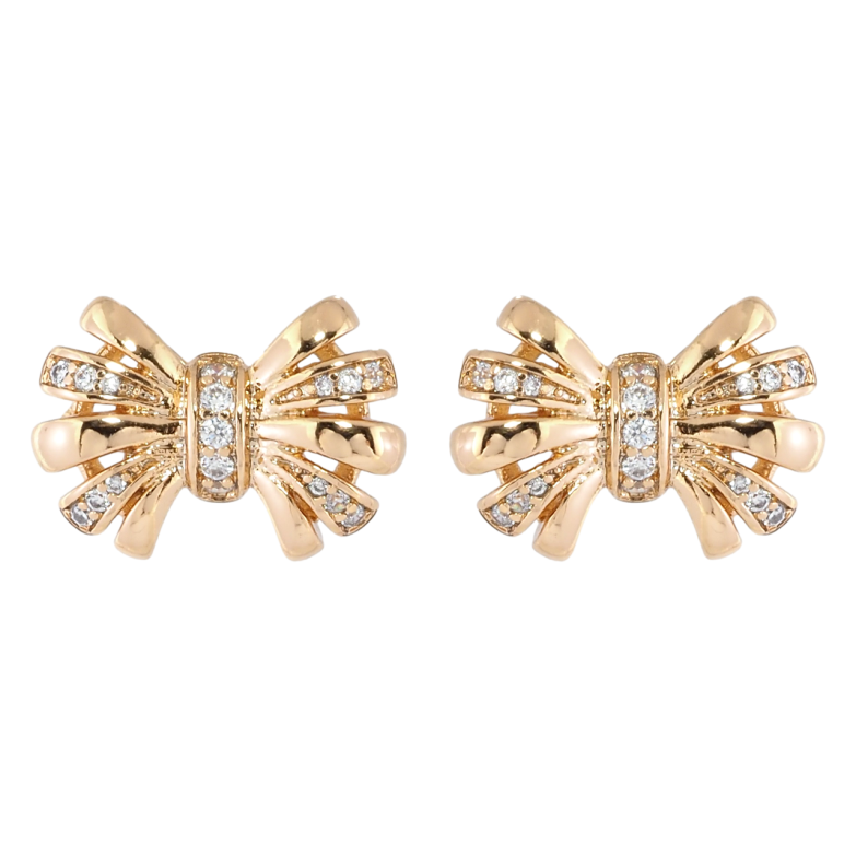 Сережки Xuping Позолота 18K пусети Бантики з цирконієм фото №1