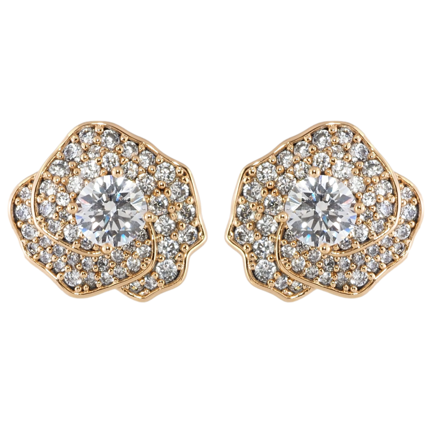 Сережки Xuping Позолота 18K пусети Квіточки з інкрустацією цирконієм фото №1
