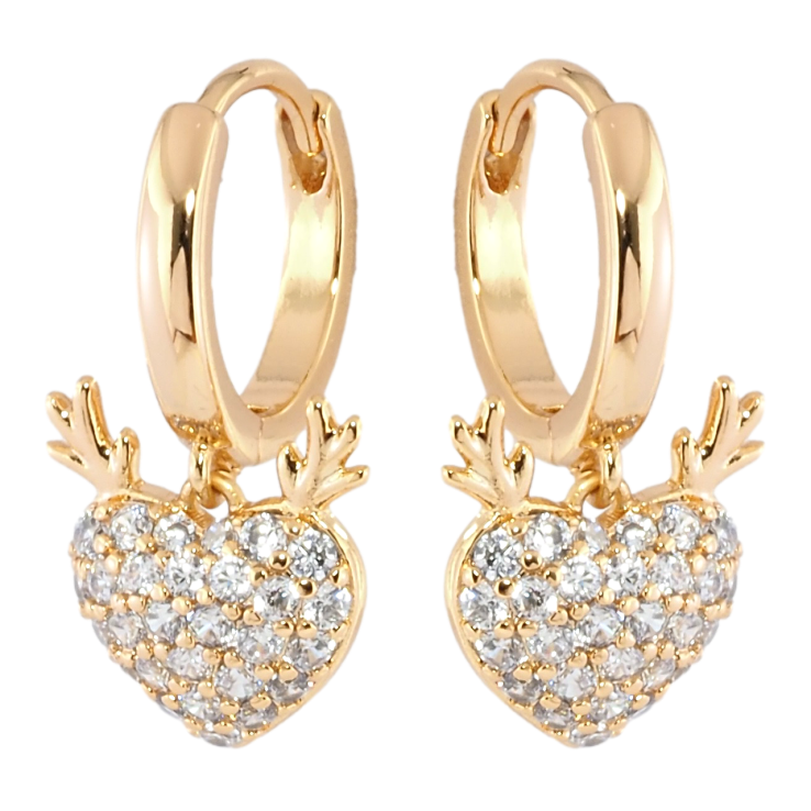 Серьги Xuping Позолота 18K подвески на колечках Сердечки с цирконием фото №8