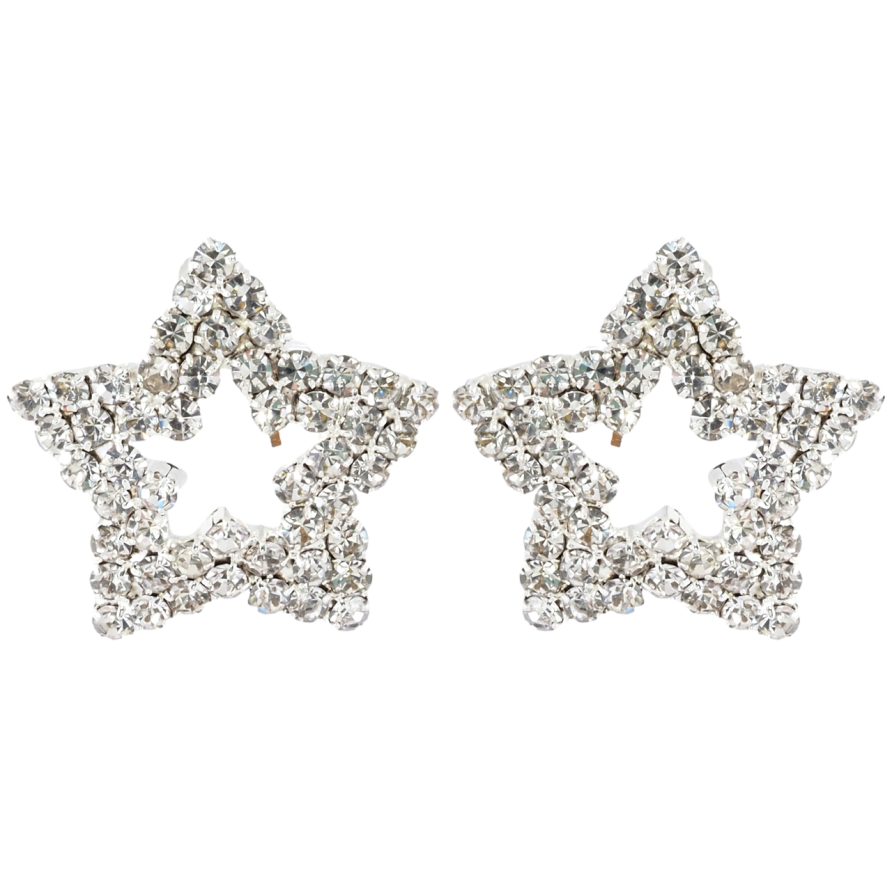 Серьги пусеты Звезды с инкрустацией стразами фото №1