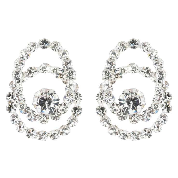 Серьги пусеты Узор со стразами фото №2