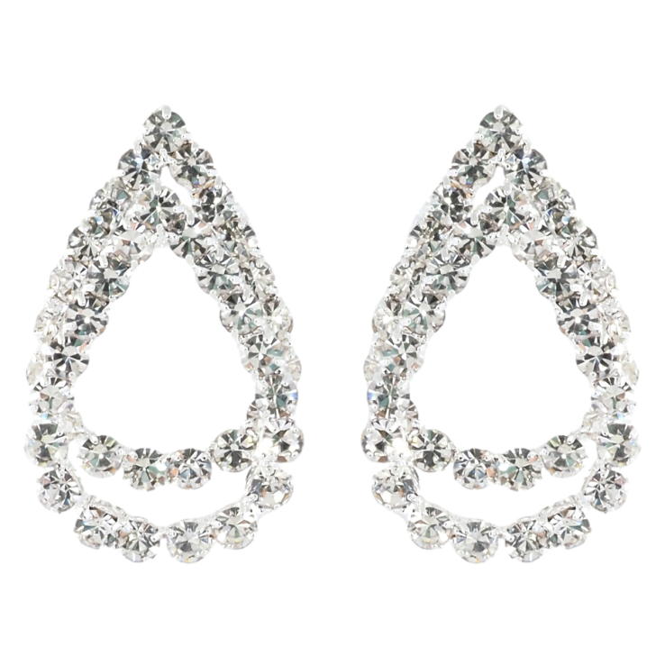 Серьги пусеты Капельки со стразами фото №8