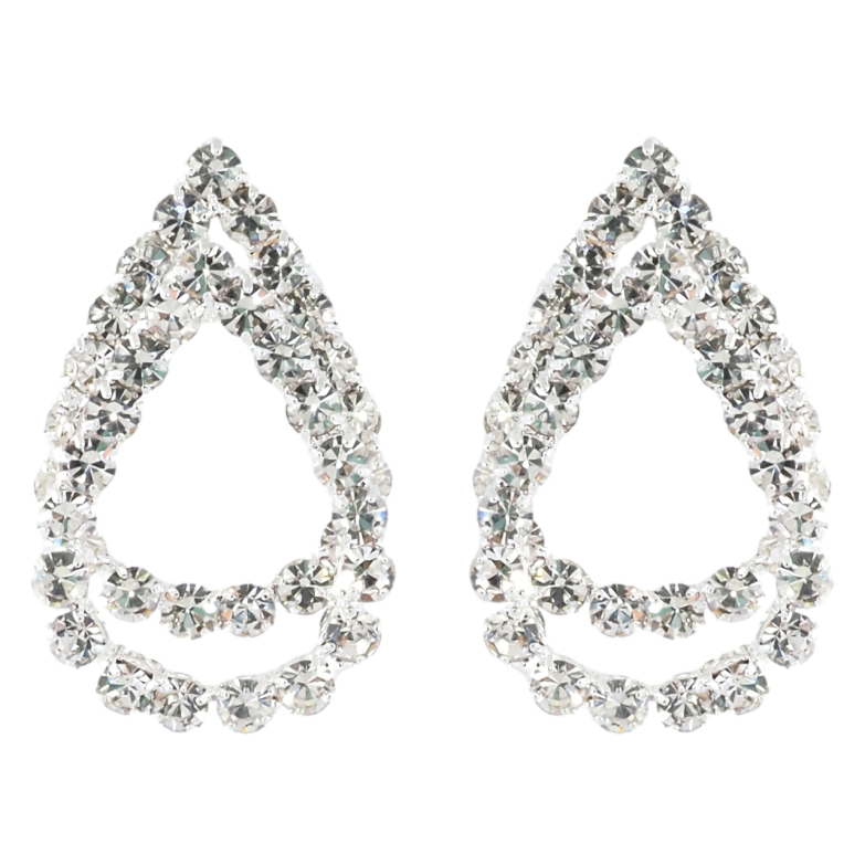 Серьги пусеты Капельки со стразами фото №3