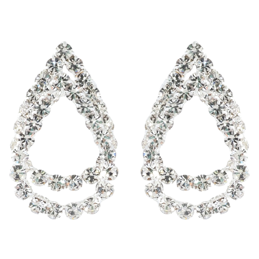 Серьги пусеты Капельки со стразами фото №1