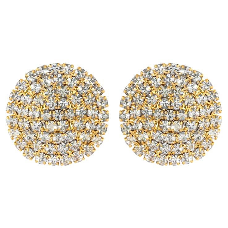 Серьги пусеты Инкрустация стразами ø 19мм фото №9