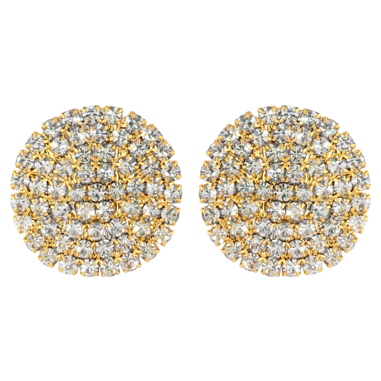 Серьги пусеты Инкрустация стразами ø 19мм фото №1