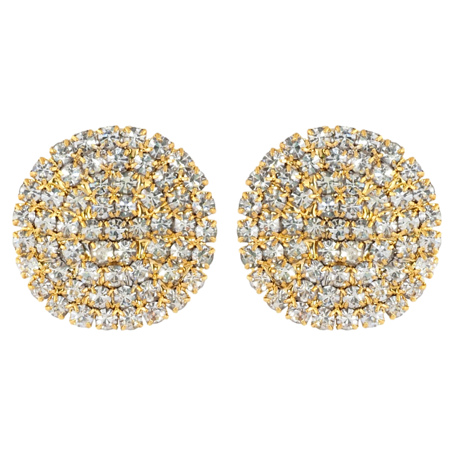 Серьги пусеты Инкрустация стразами ø 19мм фото №1