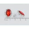 Серьги пусеты Красные кристаллы в обрамлении страз фото №2