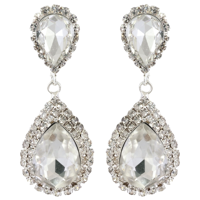 Сережки пусети Підвіски з кристалами та інкрустацією стразами» фото №1