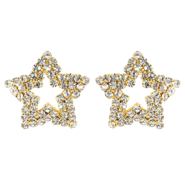 Серьги пусеты Звезды инкрустация стразами фото №3 Серьги пусеты Звезды инкрустация стразами фото №3