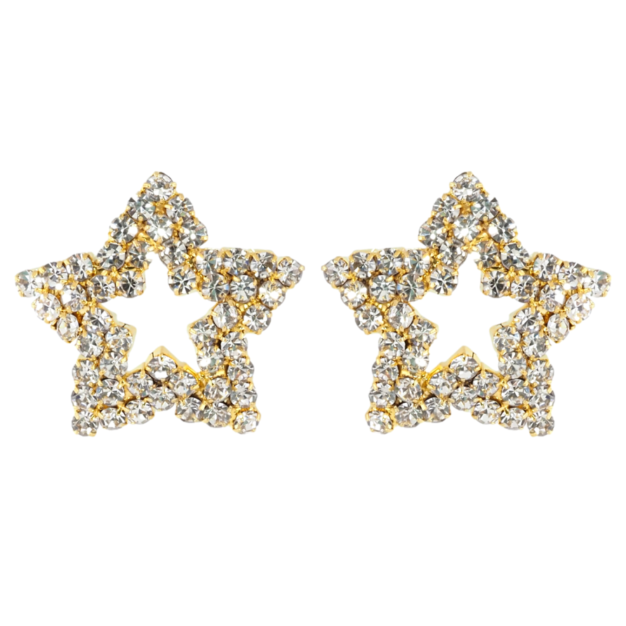 Серьги пусеты Звезды инкрустация стразами фото №1 Серьги пусеты Звезды инкрустация стразами фото №1