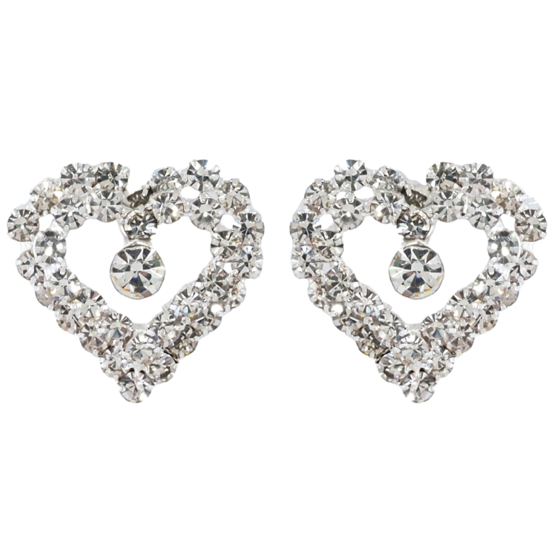 Серьги пусеты Сердечки со стразами фото №3 Серьги пусеты Сердечки со стразами фото №3