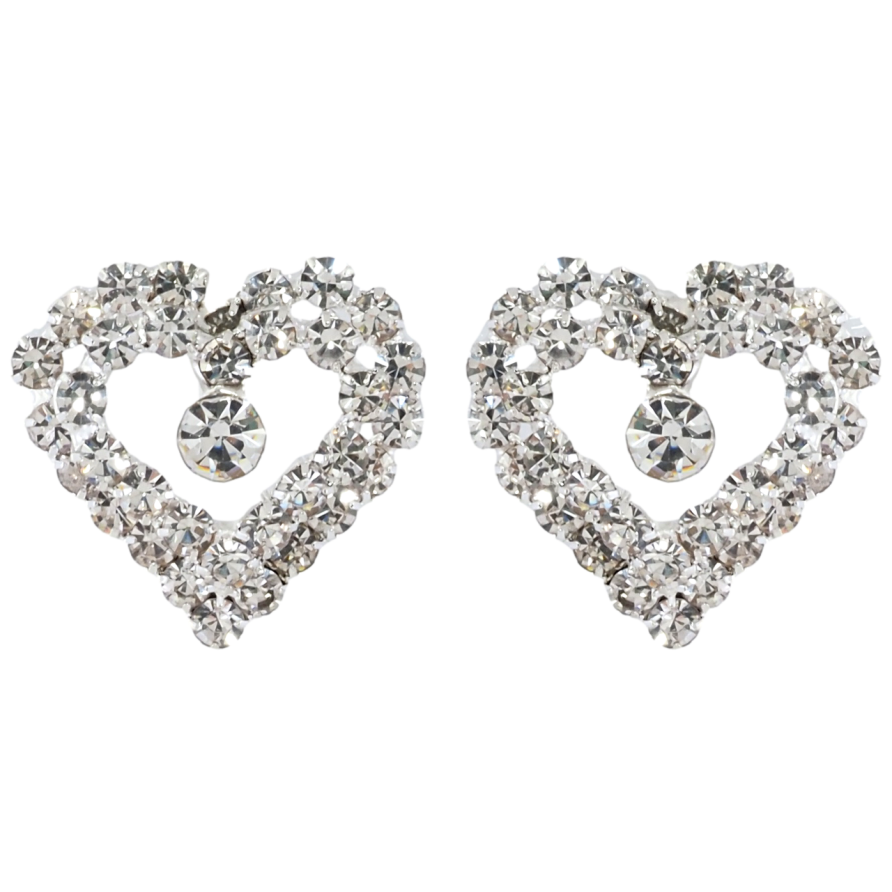 Серьги пусеты Сердечки со стразами фото №1 Серьги пусеты Сердечки со стразами фото №1