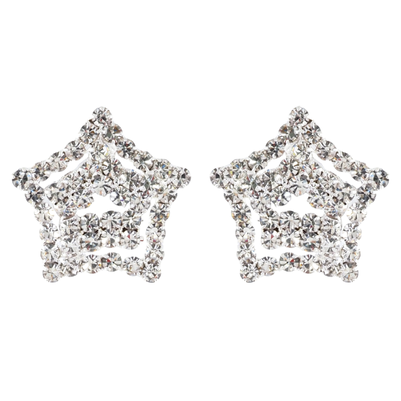 Серьги пусеты Звезды со стразами фото №2
