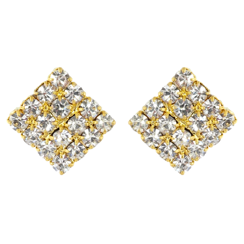 Сережки пусети Інкрустація стразами» 11х12мм фото №1