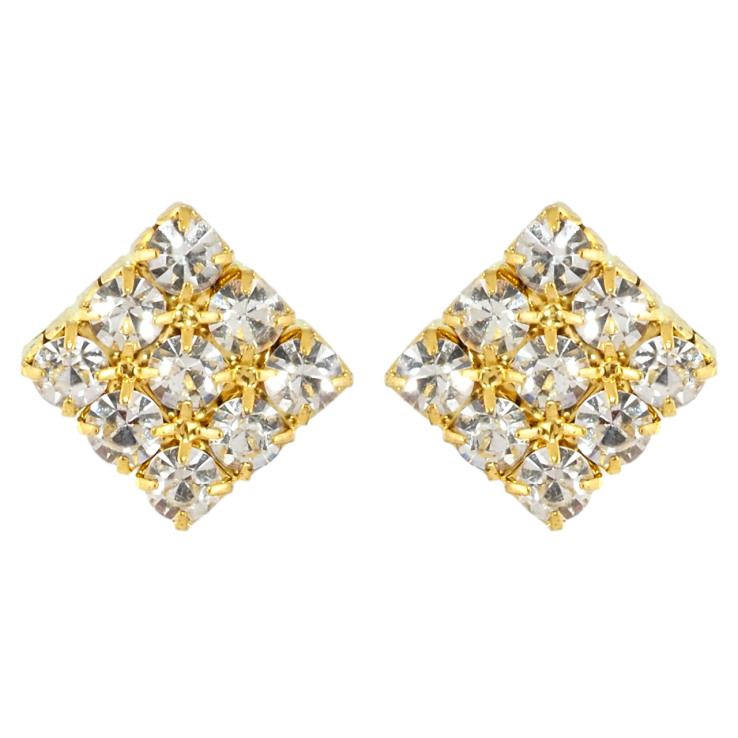 Серьги пусеты Инкрустация стразами 10х11мм фото №11