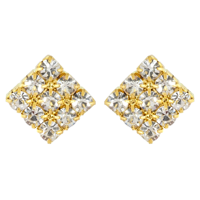 Серьги пусеты Инкрустация стразами 10х11мм фото №1